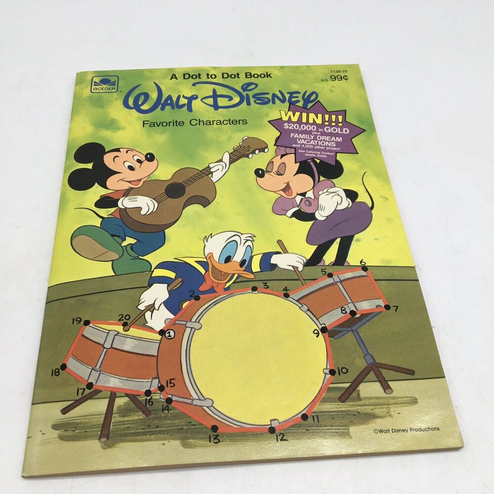 1984 Walt Disney Dot to Dot Coloring Book Golden Book Unused VG Condition Mickey